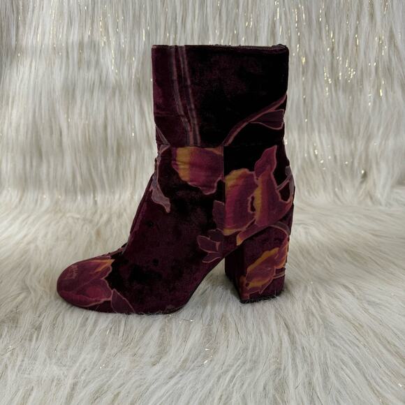 Steve Madden Womens Grand Maroon Wine Pink Ankle Boot Bootie Chunky Heel 8 - Picture 1 of 10